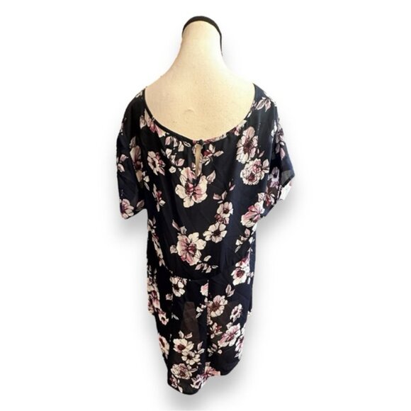 Women’s torrid 2 Navy Floral Print Georgette Pleated Back Top 18 20 2X XXL - Picture 6 of 11